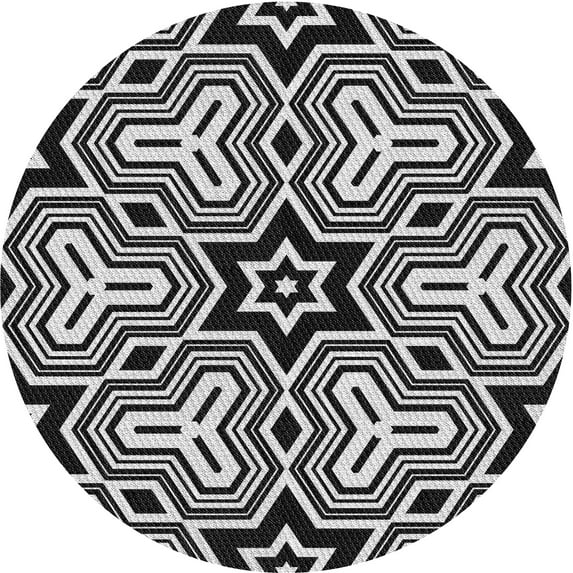 Ahgly Company Machine Washable Indoor Round Transitional Light Gray Area Rugs, 6' Round