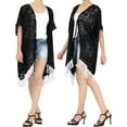 thumbnail image 3 of HAPPY BAY Women's Chiffon Summer Beach Open Front Holiday Kimono Beachwear Duster Cardigans XL-XXL Jet Black_AB788, 3 of 3