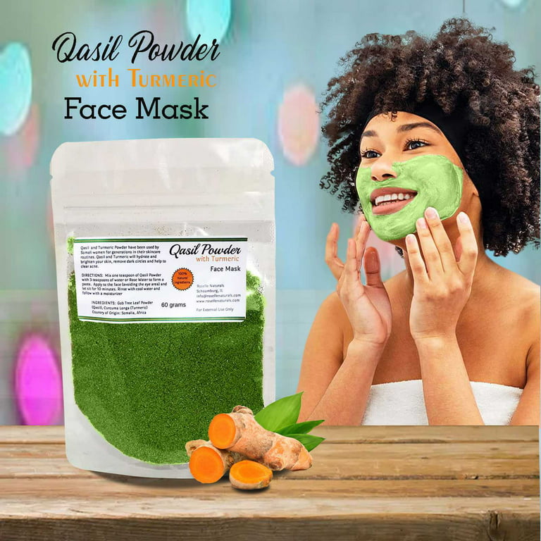 Qasil Powder with Turmeric Face Mask. Ancient Somali skincare secret for  brightening skin (60 grams) 