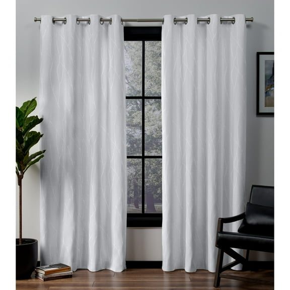 Exclusive Home Forest Hill Woven Room Darkening Blackout Grommet Top Curtain Panel Pair, 52"x108", Winter