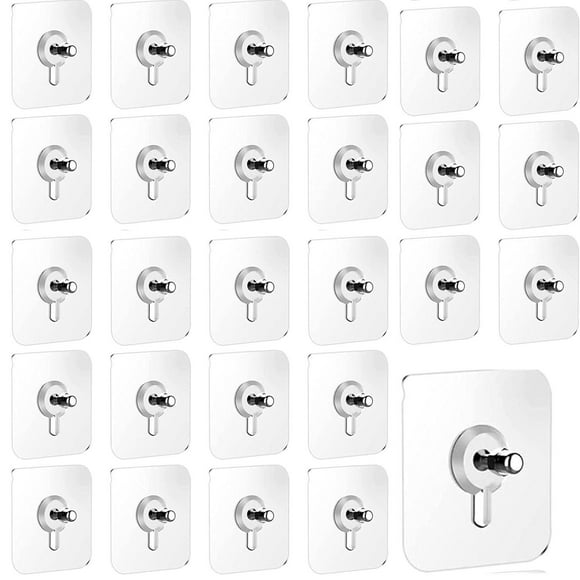 Clavos Adhesivos Impermeables Transparente para Pared 30 Piezas