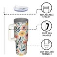 thumbnail image 4 of OBREWU Pioneer Flower Tumbler with Handle and Lid,Pioneer Flower 40oz Double Wall Vacuum Insulated Tumbler,Cups Gift for Women and Men, 4 of 7