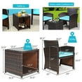 thumbnail image 3 of Costway 3PCS Patio Rattan Wicker Furniture Cushion Sofa Coffee Table Turquoise, 3 of 9
