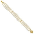 thumbnail image 2 of 14k Yellow Gold Bracelet Gemstones Women's Pearl mm 7.5 in 5-6 White Near Round FW Cultured 3-strand, 2 of 6