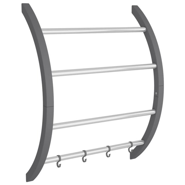 Toallero VidaXL de pared de aluminio plateado 56 x 16 x 72 cm