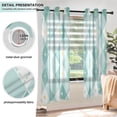 thumbnail image 5 of 2 Panels Set Blackout Curtains Thermal Insulated Sun Protection Room Darkening Drapes for Bedroom Teal Argyle Pattern, 5 of 7
