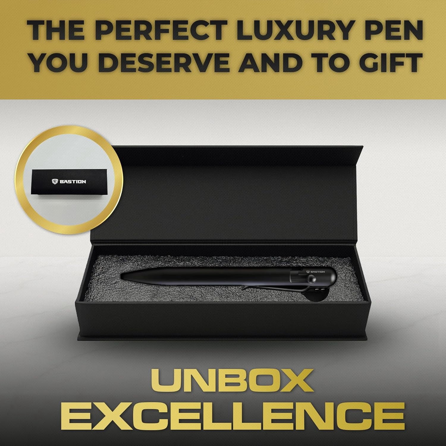 Bastion Stainless Steel Bolt Action Pen, Jet Black, Ballpoint Refillable, 1 Count