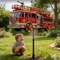 thumbnail image 4 of Molinillo de viento decorativo para jardín con forma de camión de bomberos: molino de viento decorativo para exteriores con ruedas giratorias para la decoración de patios, jardines y terrazas., 4 of 5