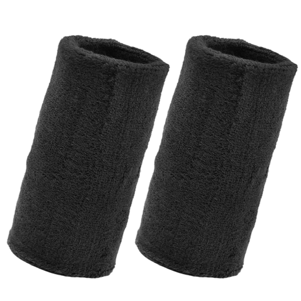 One Dozen Black Terry Soft Cloth Elastic Sports Wristband Wristbands Sweatbands 
