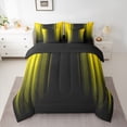 thumbnail image 2 of Feelyou Yellow Stripes Ombre Twin Bedding Sets 7pcs, Abstract Lines Bedding Comforter Set, 2 of 8