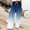 (Fashion 68)Dark Blue, variant on Women's Summer Straight-Leg Gradient Color Plus-Size Long Pants with Pockets and Drawstring Summer Casual Loose Pants