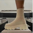 thumbnail image 1 of Shoes Woman Boots Knitted Sock Boots Women's Thick-soled Short Tube Breathable Plus Size Boots Platform Booties Heels, 1 of 4