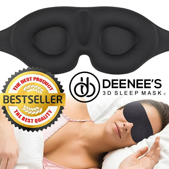 Deenee's Sleep Mask for Women and Men, Eye Mask for Sleeping, Blackout Masks for Insomnia, Black Blindfold, Travel Accessories