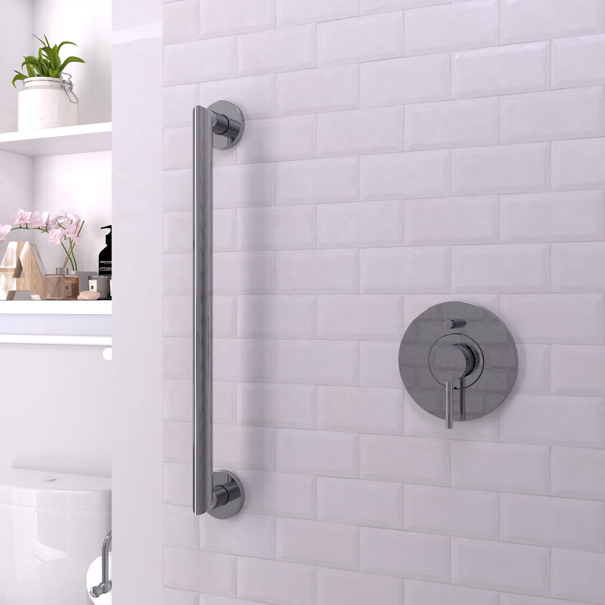 Keeney 2024-16PC Architectural Grab Bar, Polished Chrome, 16 inch