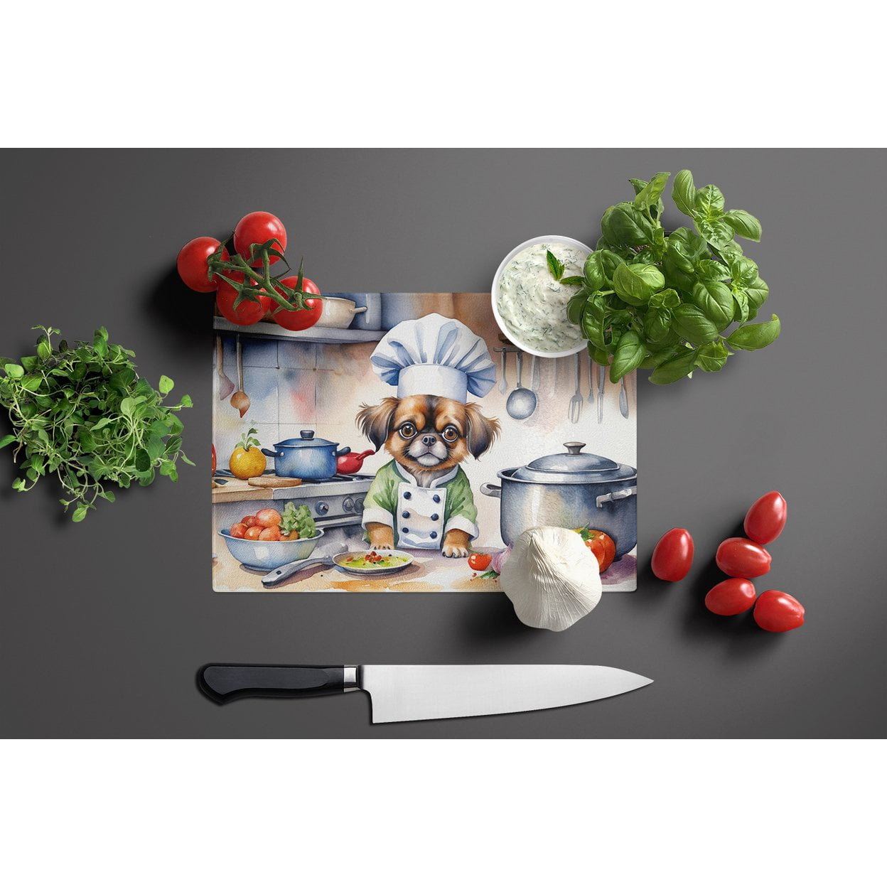 Tibetan Spaniel The Chef Glass Cutting Board 12 in x 15 in