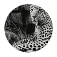 thumbnail image 2 of HENGT Animal Decor Round Fitted Tablecloth Cover,Jaguar Tiger Leopard Print Elastic Edged Polyester Fitted Table Pad, Large， White, 2 of 7