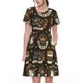 thumbnail image 1 of Fotbe coffee shop house Vestido Largo de Moda para Mujer, Vestido Tipo Camiseta con Manga Corta y Estilo Casual a Rayas y Bloques de Color, 1 of 6