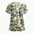 thumbnail image 4 of TOWED22 Holiday Scrub Tops for Women Short Sleeve Vneck Stretchy Nurse Workwear Uniforms Cute Printed 2 Pockets Scrub Shirt(Beige,XL), 4 of 6