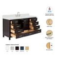 thumbnail image 3 of ARIEL 67" Espresso Single Bathroom Vanity with 1.5" Edge Pure White Quartz Countertop & Splash, Rectangular Sink, 2 Soft Closing Doors, 9 Full Extension Dovetail Drawers, Brushed Nickel, 3 of 8