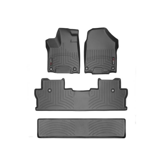 WeatherTech Custom Fit FloorLiners compatible with 2017-2026 Honda Ridgeline - Complete Set (1st, 2nd & Row Cargo), Black