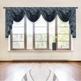 thumbnail image 2 of VOGOL Modern Waterfall Swag Valance for Bedroom, Royal Blue Textured Stripe Printing Velvet Curtain with Beaded Tassels, Vintage Rod Pocket Design, 43x110 Inches, 1 Piece, 2 of 7