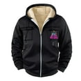 thumbnail image 2 of BiZtdJrK Winter Warm Mens Sherpa Fleece Lined Hoodie Christmas Graphic Print Zip Up Hooded Sweatshirt Jacket Cargo Coats with Pockets, Black, XL, 2 of 7
