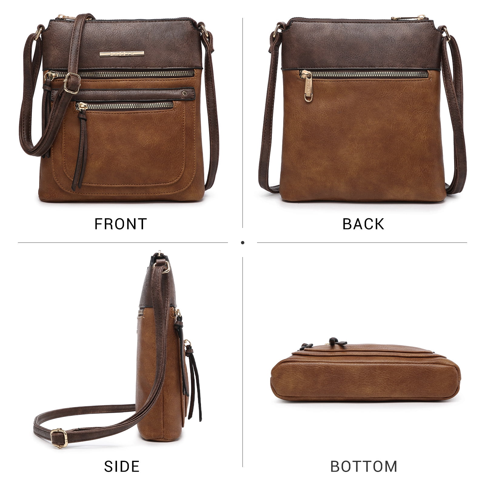 Lightweight Crossbody Bags for Women Shoulder Bag Purse Vegan Leather Soft Travel Handbag with Multi Pockets