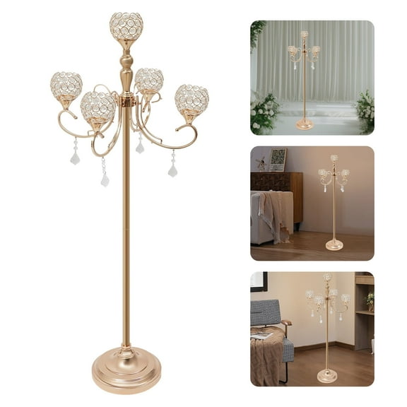 5-arm Crystal Candle Wedding Holder Stand Candle Holder for Modern Anniversary Celebration Coffee Table Decorative Centerpieces