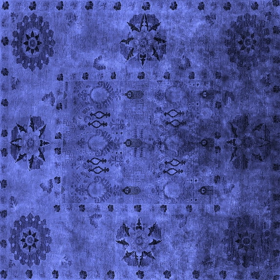 Ahgly Company Indoor Square Oriental Blue Industrial Area Rugs, 7' Square