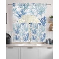 thumbnail image 2 of Blue Coral Coastal Kitchen Curtains Sets 24 Inch Length with Valance, Watercolor Summer Beach Coral Swag Valances and Tiers Curtain Set Drapes Swag Curtains for Living Room, Bathroom, Bedroom, Cafe, 2 of 6