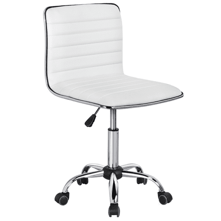 - Yaheetech Adjustable PU Leather Low Back Armless Desk Chair Ribbed Swivel Task Chair Office Chair