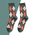 thumbnail image 2 of Daznico Women Mid Calf Crew Socks Classic Plaid Knit Soft Stretch Breathable Cotton Blend Stockings for Daily Casual Workout Retro Street Matching Outfits, 2 of 4
