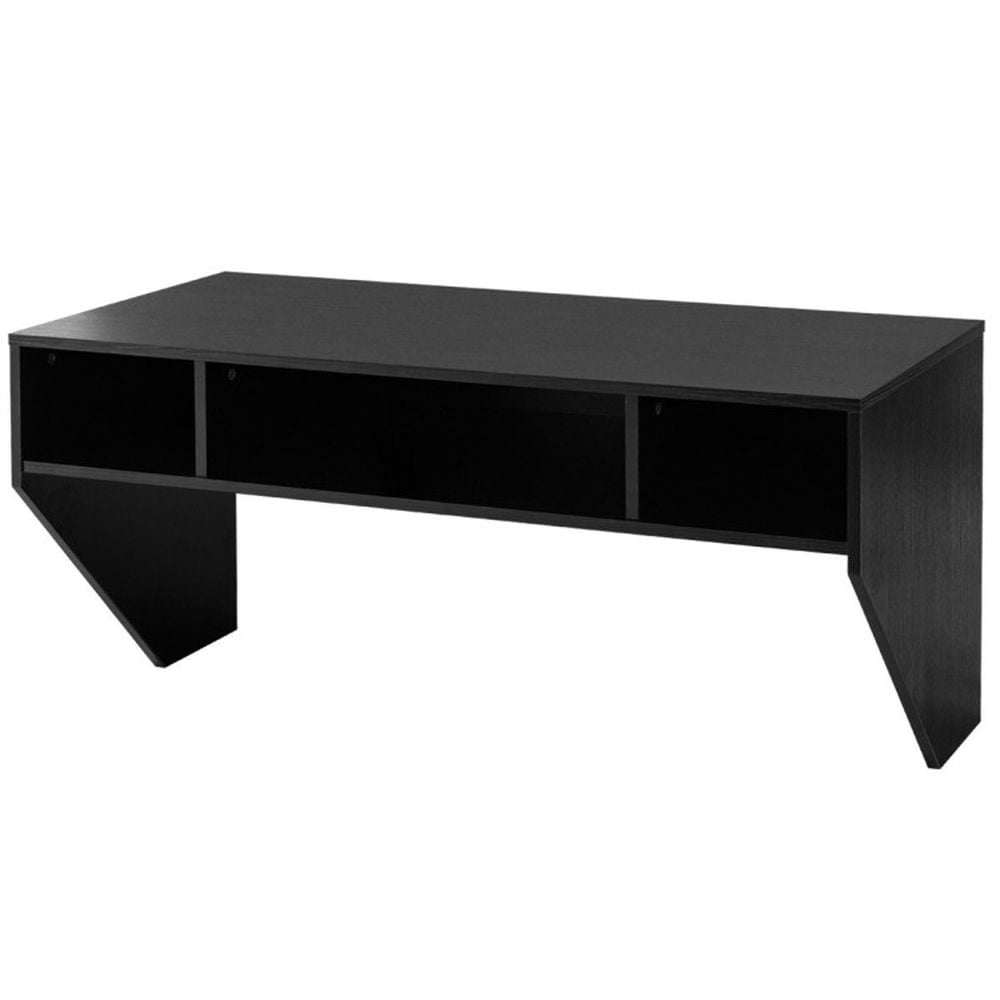 Barara King Standing Desk, Standing Computer Desk, Computer Desk, Wall Mounted Floating Sturdy Computer Table with Storage Shelf-Black