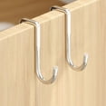 thumbnail image 5 of Over The Door Hooks - Heavy Duty Carbon Steel Cabinet Drawer Hanger, No Drill Removable Hooks for Small Kitchen Or Bathroom, Over Door Towel Rack and Holder (6PCS,Silver), 5 of 9