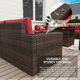 thumbnail image 3 of Sunmthink 13-Piece Outside Rattan Sectional Sofa with Fire Pit Table and 2 Coffee Table, Red, 3 of 9