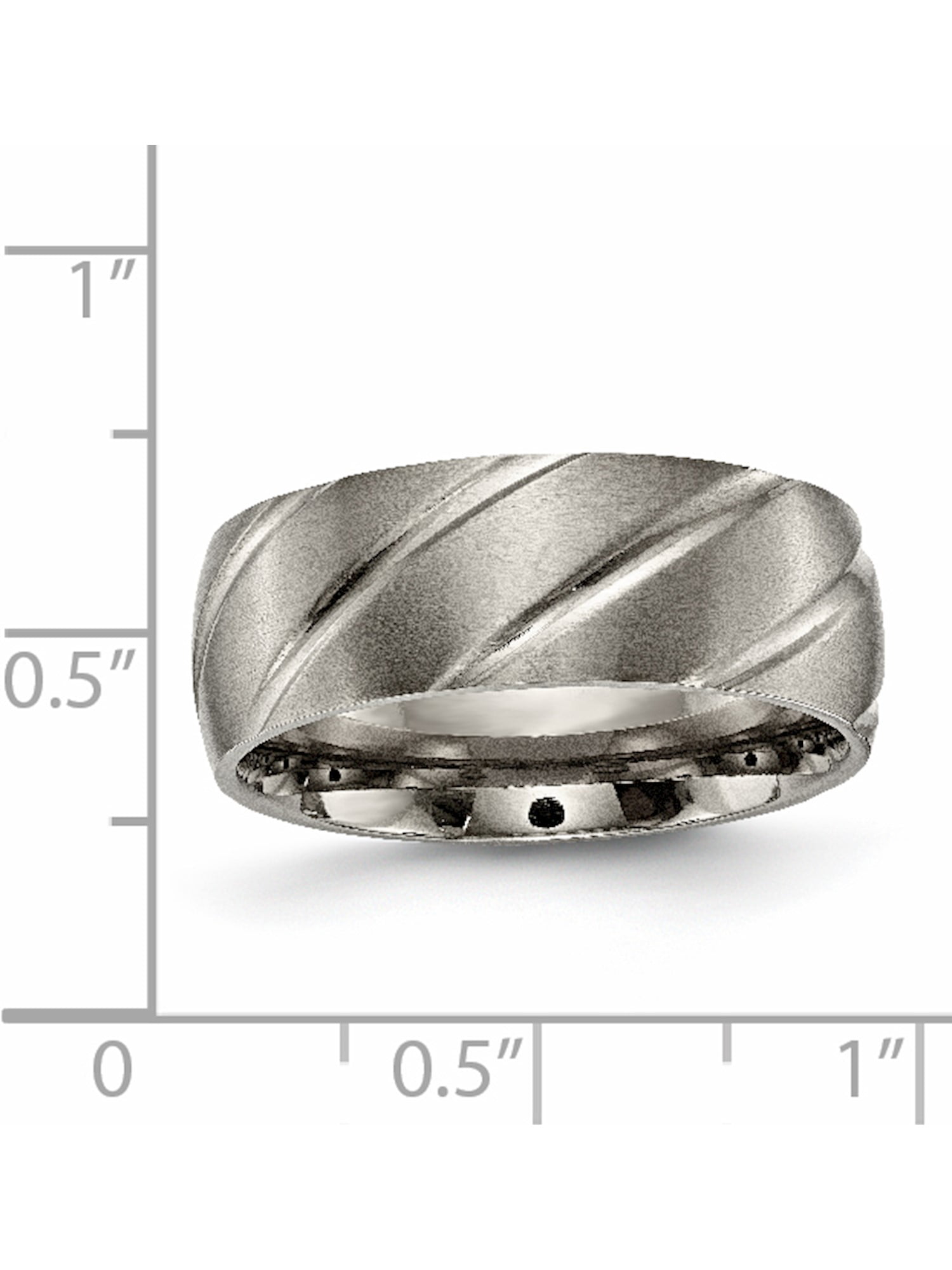 Titanium Grooved 8mm Satin Band Size 13 Length 0 Width 8