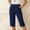 *Navy, variant on Women's Elastic Waist Capri Pants, Casual Loose Fit Cropped Trousers with Pockets for Summer Black,Women's Plus L