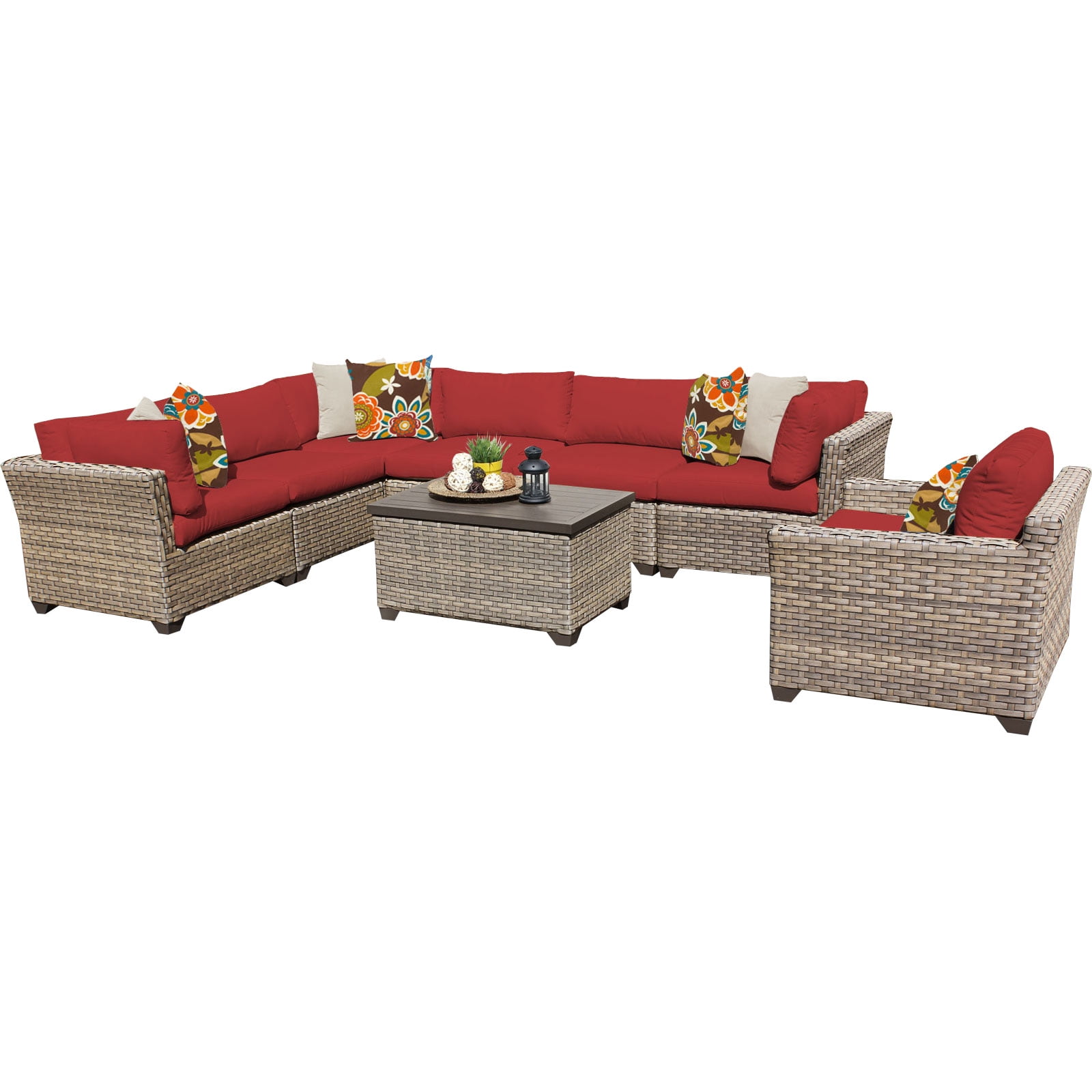 Hampton 8 Piece Outdoor Wicker Patio Furniture Set 08b