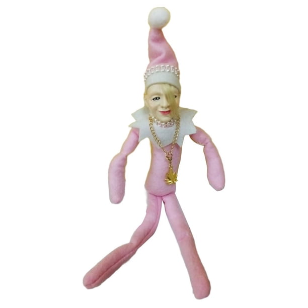 Snoop on The Stoop Christmas Elf Doll Fieltro Resina Muñecas Juguetes Ornamento (Rosa)