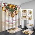 thumbnail image 5 of SUNSIOM Ensemble de Rideau de Douche Imprimé de Noël avec Cloche Étoilée, Tapis de Bain, 5 of 5
