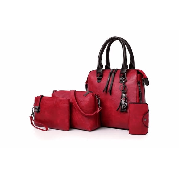 Set 4 Bolsas Moda Mujer Dama Colgante Gato Borla Versatil Xtellar rojo