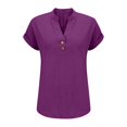 thumbnail image 5 of Womens T Shirts V Neck Summer Short Sleeve Casual Shirts Work Blouse for Women, 5 of 6