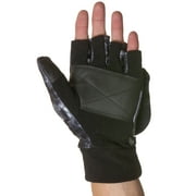 Aqua Design Convertible Flap Mittens for Men Cold Weather Winter Fleece Gloves: Black Water size L/M
