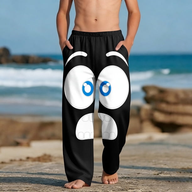 Pantalones largos para niños y niñas, de moda, estampados, casuales, de playa, con bolsillos.