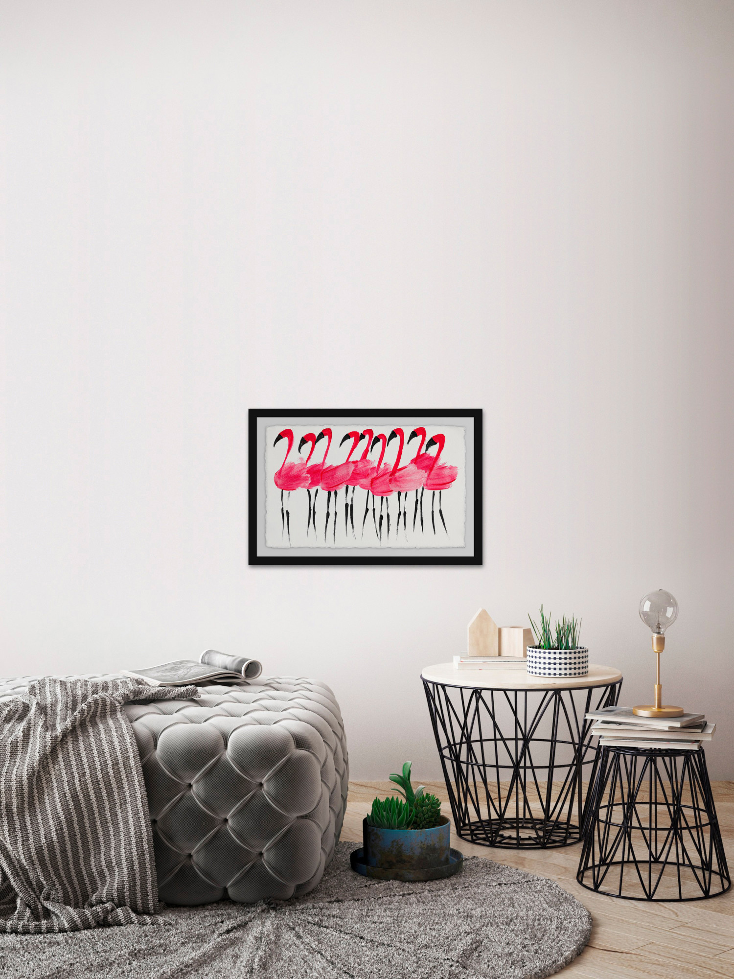 Fuschia Flamingo Framed Painting Print
