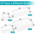thumbnail image 2 of 15PCS Clear Plastic Drawer Organizer Set 4-Size Versatile Bathroom and Vanity Drawer Organizer Trays Storage Bins, 2 of 6