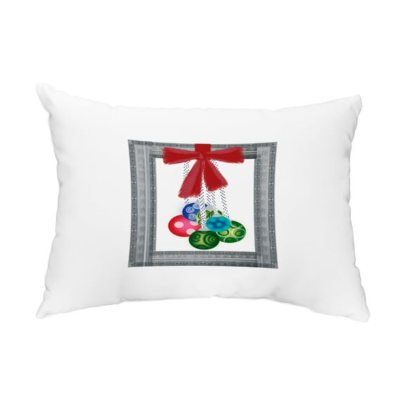 Simply Daisy, 14" x 20" Frame It Up Gray Decorative Christmas Outdoor Pillow