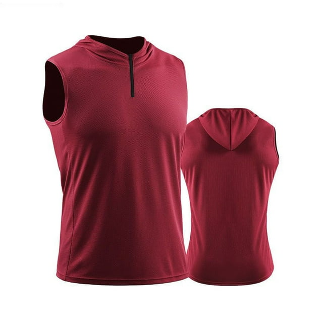Pisexur Tank Tops Men Solid Color Sleeveless Round Neck Tank Top - Mens Tank Top Workout Base Layer for Fitness & Active Wear Compression Shirt Men Red #01,M