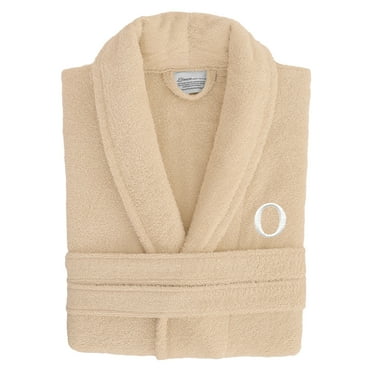 Authentic Hotel and Spa Authentic Hotel Spa Unisex Turkish Cotton Terry Cloth Bath Robe with single letter White Bookman Monogram. L/XL - O