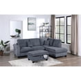 thumbnail image 2 of Poundex 3-Piece Sectional Set in Dark Gray with Corduroy and Foam Comfort, 2 of 4